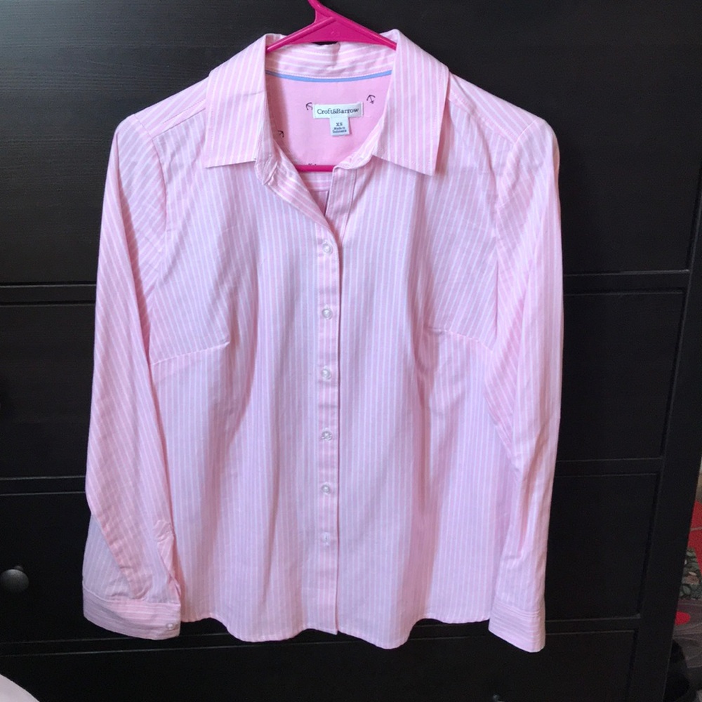 Pink stripe button up
